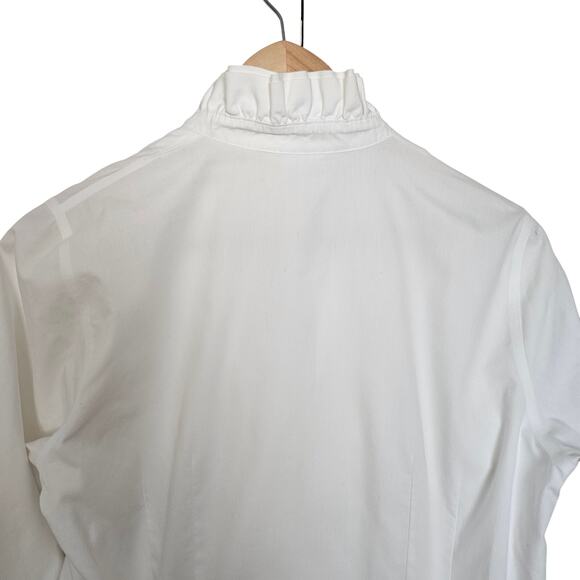 Brooks Brothers 346 Womens White Non-Iron Ruffle Oxford Button Down Shirt Sz 12P - Picture 10 of 10